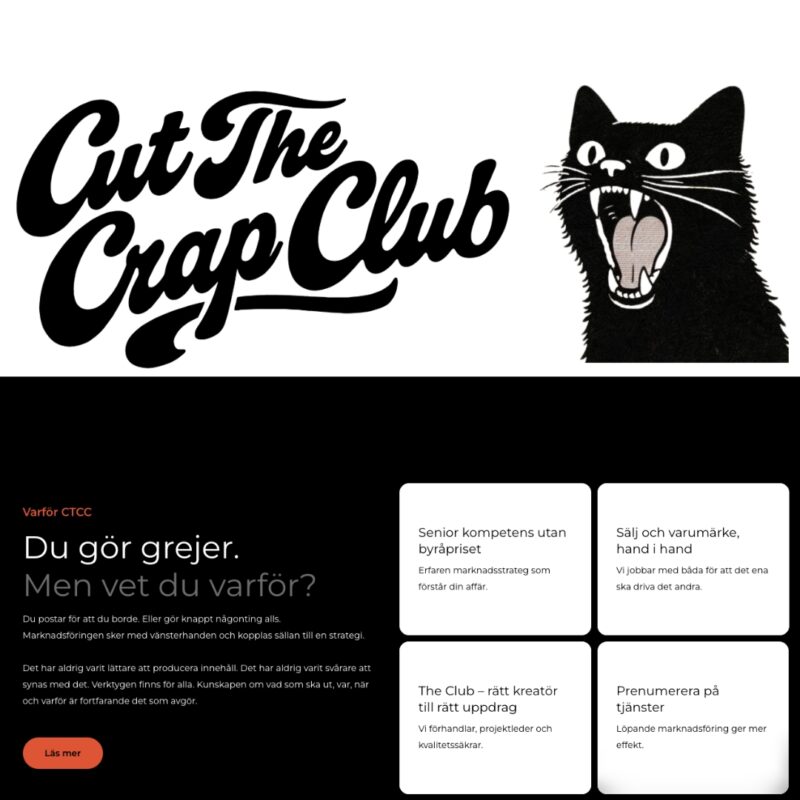 Hemsida marknadsföringsbyrån Cut The Crap Club i Österlen