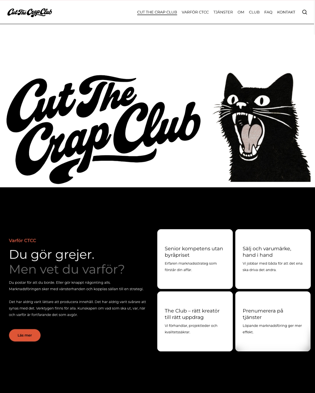 Hemsida marknadsföringsbyrån Cut The Crap Club i Österlen